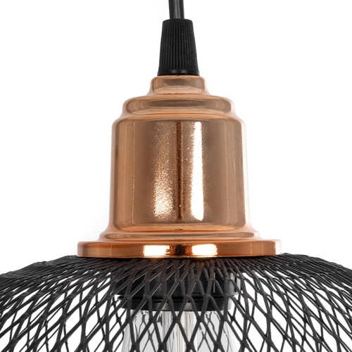 GLOBOSTAR® WIRE 203-0004 Μοντέρνο Κρεμαστό Φωτιστικό Οροφής με Ντουί 1 x E27 AC 220-240V IP20 - Μαύρο & Χάλκινο - Μ25 x Π25 x Υ30cm