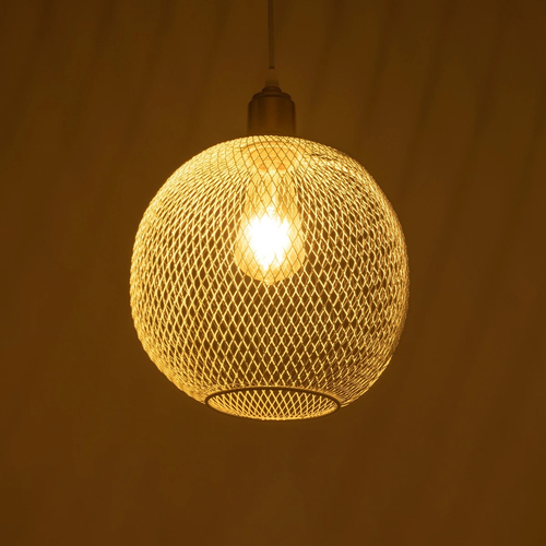 GLOBOSTAR® WIRE 203-0005 Μοντέρνο Κρεμαστό Φωτιστικό Οροφής με Ντουί 1 x E27 AC 220-240V IP20 - Λευκό & Χρυσό - Μ25 x Π25 x Υ30cm