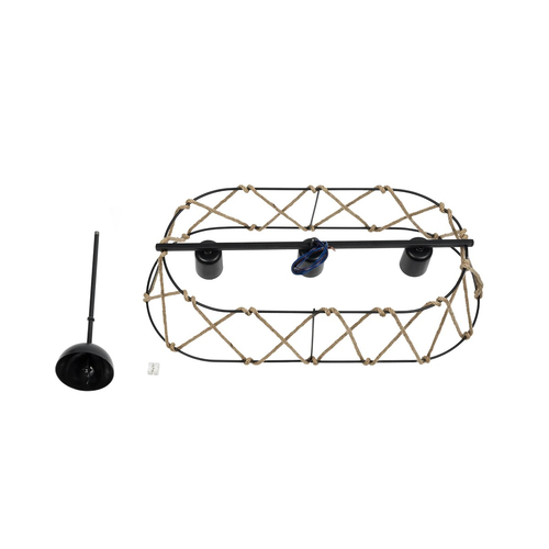 GLOBOSTAR® GATSBY 203-0006 Vintage Κρεμαστό Φωτιστικό Οροφής με Ντουί 3 x E27 AC 220-240V IP20 - Μαύρο & Μπεζ - Μ60 x Π28 x Υ22cm