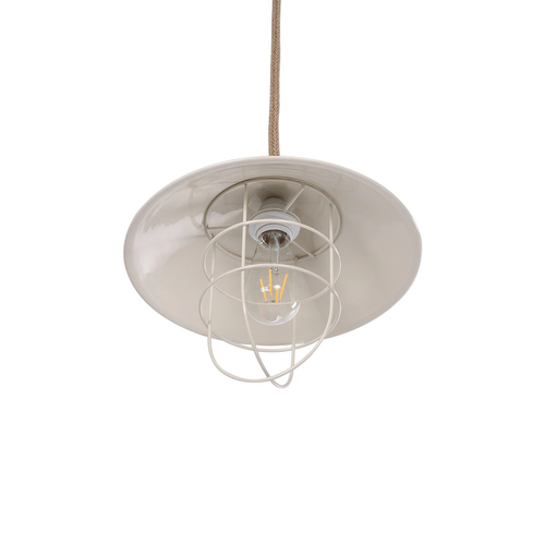 GLOBOSTAR® TULUB 203-0010 Vintage Κρεμαστό Φωτιστικό Οροφής με Ντουί 1 x E27 AC 220-240V IP20 - Λευκό & Μπεζ - Μ33 x Π33 x Υ30cm