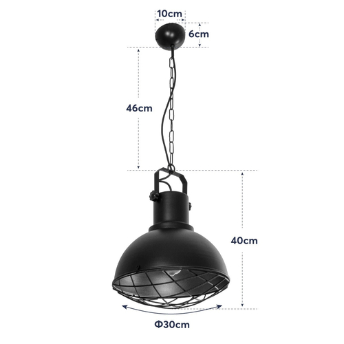 GLOBOSTAR® SIERRA 203-0011 Vintage Κρεμαστό Φωτιστικό Οροφής με Ντουί 1 x E27 AC 220-240V IP20 - Μαύρο & Χρυσό - Μ30 x Π30 x Υ40cm