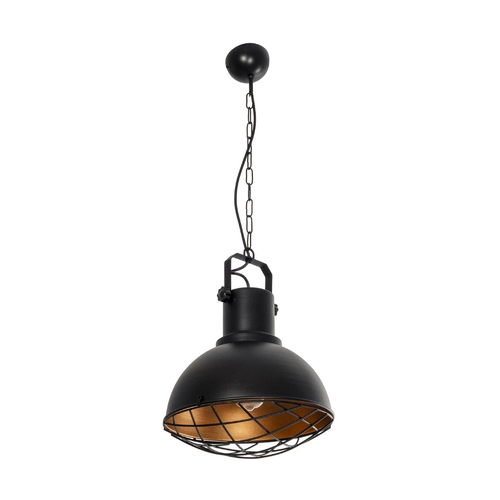 GLOBOSTAR® SIERRA 203-0011 Vintage Κρεμαστό Φωτιστικό Οροφής με Ντουί 1 x E27 AC 220-240V IP20 - Μαύρο & Χρυσό - Μ30 x Π30 x Υ40cm