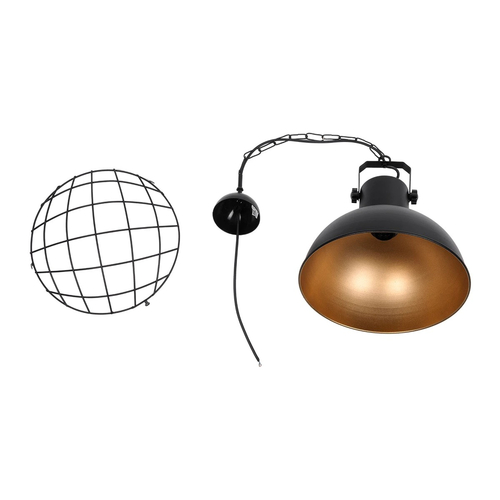 GLOBOSTAR® SIERRA 203-0011 Vintage Κρεμαστό Φωτιστικό Οροφής με Ντουί 1 x E27 AC 220-240V IP20 - Μαύρο & Χρυσό - Μ30 x Π30 x Υ40cm