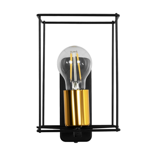 GLOBOSTAR® CYRA 203-0012 Μοντέρνο Φωτιστικό Τοίχου - Απλίκα με Ντουί 1 x E27 AC 220-240V IP20 - Μαύρο & Χρυσό - Μ14 x Π21 x Υ22cm