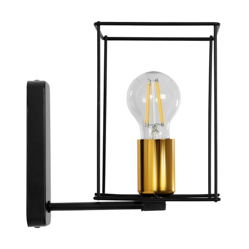 GLOBOSTAR® CYRA 203-0012 Μοντέρνο Φωτιστικό Τοίχου - Απλίκα με Ντουί 1 x E27 AC 220-240V IP20 - Μαύρο & Χρυσό - Μ14 x Π21 x Υ22cm