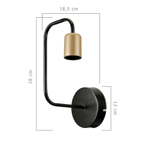 GLOBOSTAR® JUNO 203-0013 Μοντέρνο Φωτιστικό Τοίχου - Απλίκα με Ντουί 1 x E27 AC 220-240V IP20 - Μαύρο & Χρυσό - Μ18.5 x Π18.5 x Υ28cm