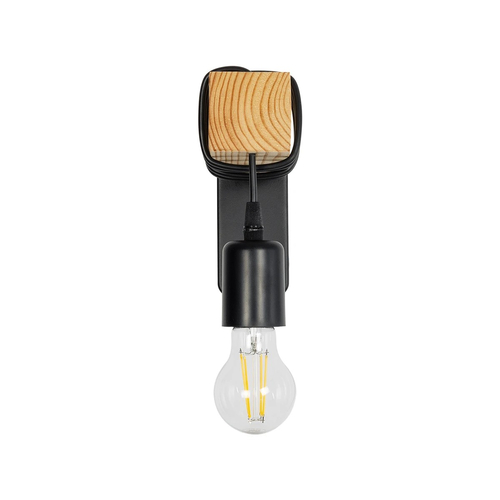 GLOBOSTAR® XYLO 203-0014 Μοντέρνο Φωτιστικό Τοίχου - Απλίκα με Ντουί 1 x E27 AC 220-240V IP20 - Μαύρο & Μπεζ - Μ18 x Π18 x Υ19cm