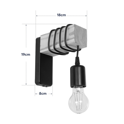 GLOBOSTAR® XYLO 203-0014 Μοντέρνο Φωτιστικό Τοίχου - Απλίκα με Ντουί 1 x E27 AC 220-240V IP20 - Μαύρο & Μπεζ - Μ18 x Π18 x Υ19cm