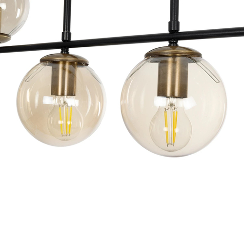 GLOBOSTAR® LATTICE 203-0016 Μοντέρνο Φωτιστικό Οροφής με Ντουί 6 x E27 AC 220-240V IP20 - Μαύρο & Μπρούτζινο - Μ120 x Π15 x Υ32cm