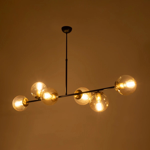 GLOBOSTAR® LATTICE 203-0017 Μοντέρνο Φωτιστικό Οροφής με Ντουί 6 x E27 AC 220-240V IP20 - Μαύρο & Μπρούτζινο - Μ120 x Π32 x Υ32cm