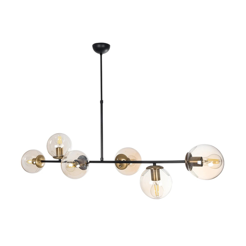 GLOBOSTAR® LATTICE 203-0017 Μοντέρνο Φωτιστικό Οροφής με Ντουί 6 x E27 AC 220-240V IP20 - Μαύρο & Μπρούτζινο - Μ120 x Π32 x Υ32cm