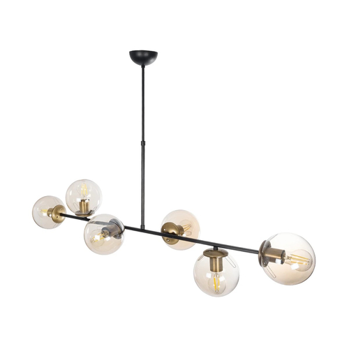 GLOBOSTAR® LATTICE 203-0017 Μοντέρνο Φωτιστικό Οροφής με Ντουί 6 x E27 AC 220-240V IP20 - Μαύρο & Μπρούτζινο - Μ120 x Π32 x Υ32cm