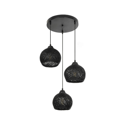 GLOBOSTAR® YASAM 203-0022 Vintage Κρεμαστό Φωτιστικό Οροφής με Ντουί 3 x E27 AC 220-240V IP20 - Μαύρο - Μ42 x Π42 x Υ54cm
