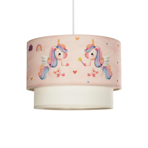 GLOBOSTAR® PONY 204-0016 Παιδικό Κρεμαστό Φωτιστικό Οροφής με Ντουί 1 x E27 AC 220-240V IP20 - Ροζ - Μ30 x Π30 x Υ24cm
