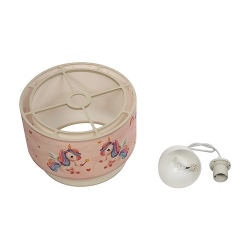 GLOBOSTAR® PONY 204-0016 Παιδικό Κρεμαστό Φωτιστικό Οροφής με Ντουί 1 x E27 AC 220-240V IP20 - Ροζ - Μ30 x Π30 x Υ24cm