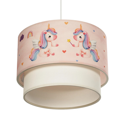 GLOBOSTAR® PONY 204-0016 Παιδικό Κρεμαστό Φωτιστικό Οροφής με Ντουί 1 x E27 AC 220-240V IP20 - Ροζ - Μ30 x Π30 x Υ24cm