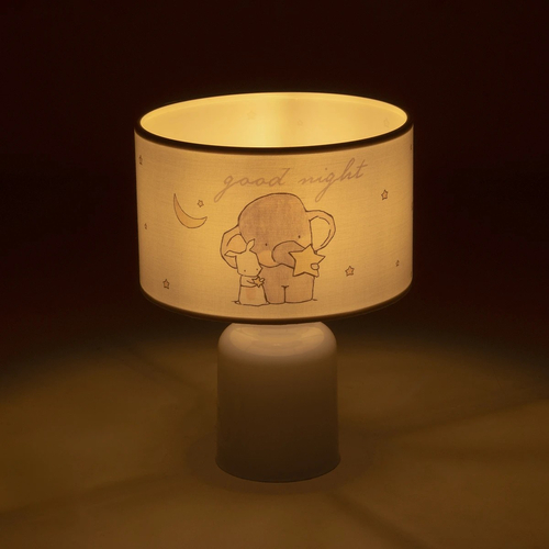 GloboStar® ELEPHANT 204-0025 Παιδικό Eπιτραπέζιο Φωτιστικό Πορτατίφ Μονόφωτο 1 x E27 IP20 Πολύχρωμο Ύφασμα με Λευκό Πλαστικό - Μ24 x Π24 x Υ32cm
