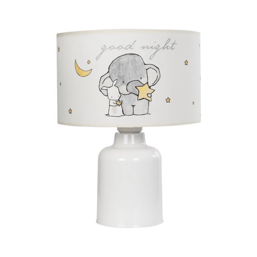 GloboStar® ELEPHANT 204-0025 Παιδικό Eπιτραπέζιο Φωτιστικό Πορτατίφ Μονόφωτο 1 x E27 IP20 Πολύχρωμο Ύφασμα με Λευκό Πλαστικό - Μ24 x Π24 x Υ32cm
