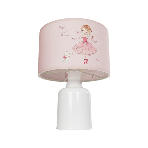 GloboStar® BALLERINA 204-0029 Παιδικό Eπιτραπέζιο Φωτιστικό Πορτατίφ Μονόφωτο 1 x E27 IP20 Πολύχρωμο Ύφασμα με Λευκό Πλαστικό - Μ24 x Π24 x Υ32cm