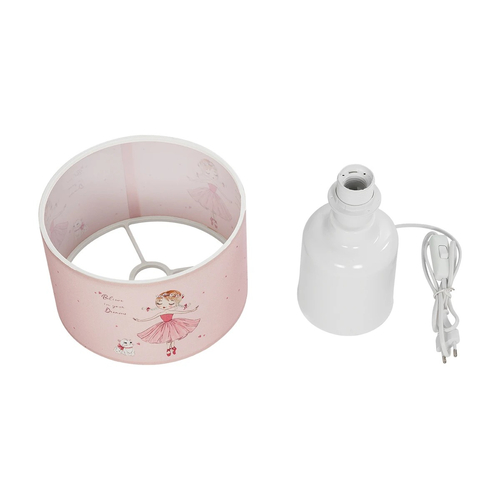 GloboStar® BALLERINA 204-0029 Παιδικό Eπιτραπέζιο Φωτιστικό Πορτατίφ Μονόφωτο 1 x E27 IP20 Πολύχρωμο Ύφασμα με Λευκό Πλαστικό - Μ24 x Π24 x Υ32cm
