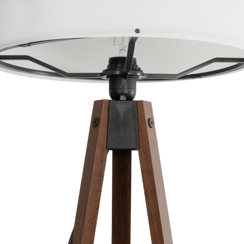 GloboStar® SAGA 204-0032 Μοντέρνο Eπιδαπέδιο Φωτιστικό Μονόφωτο 1 x E27 IP20 Καφέ Ξύλο με Λευκό Ύφασμα - Μ38 x Π38 x Υ140cm