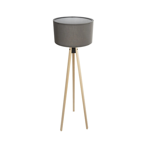 GloboStar® SAGA 204-0044 Μοντέρνο Eπιδαπέδιο Φωτιστικό Μονόφωτο 1 x E27 IP20 Μπεζ Ξύλο με Γκρι Ύφασμα - Μ38 x Π38 x Υ140cm