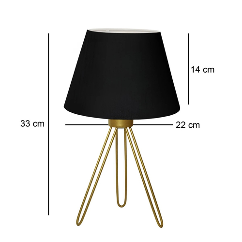 GloboStar® TRIP 204-0085 Μοντέρνο Eπιτραπέζιο Φωτιστικό Πορτατίφ Μονόφωτο 1 x E27 IP20 Χρυσό Μέταλλο με Μαύρο Ύφασμα - Μ22 x Π22 x Υ33cm