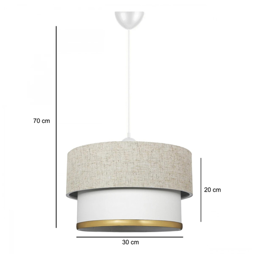 GLOBOSTAR® FOCUS 204-0100 Μοντέρνο Κρεμαστό Φωτιστικό Οροφής με Ντουί 1 x E27 AC 220-240V IP20 - Λευκό & Μπεζ - Μ30 x Π30 x Υ23cm