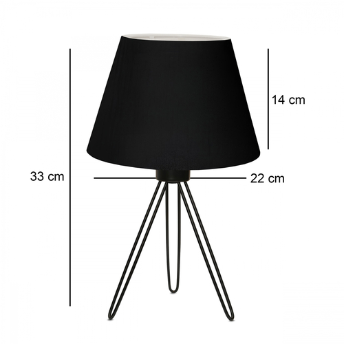 GloboStar® TRIP 204-0086 Μοντέρνο Eπιτραπέζιο Φωτιστικό Πορτατίφ Μονόφωτο 1 x E27 IP20 Μαύρο Μέταλλο με Μαύρο Ύφασμα - Μ22 x Π22 x Υ33cm