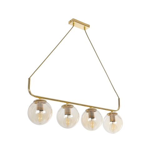 GLOBOSTAR® LATTICE 203-0019 Μοντέρνο Κρεμαστό Φωτιστικό Οροφής με Ντουί 4 x E27 AC 220-240V IP20 - Χρυσό - Μ78 x Π15 x Υ81cm