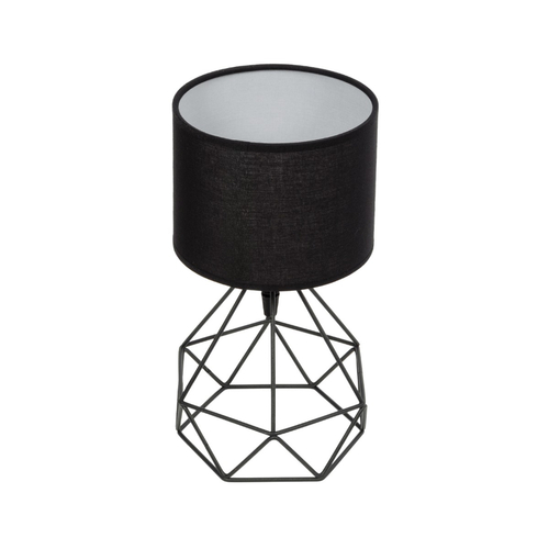 GloboStar® SHAPE 202-0059 Μοντέρνο Eπιτραπέζιο Φωτιστικό Πορτατίφ Μονόφωτο 1 x E27 IP20 Μαύρο Μέταλλο με Μαύρο Ύφασμα - Μ16 x Π16 x Υ30cm