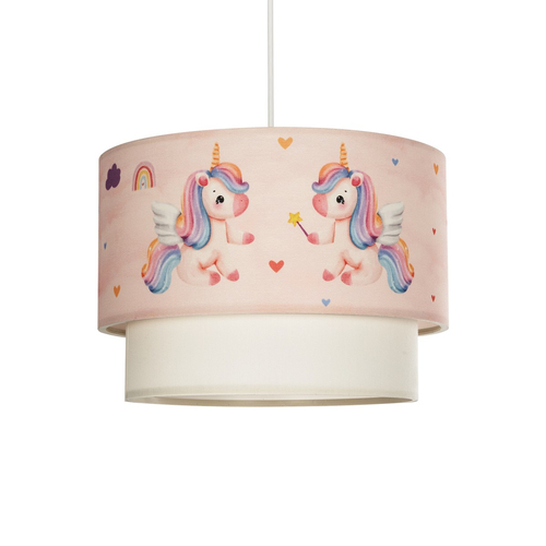 GLOBOSTAR® PONY 204-0016 Παιδικό Κρεμαστό Φωτιστικό Οροφής με Ντουί 1 x E27 AC 220-240V IP20 - Ροζ - Μ30 x Π30 x Υ24cm