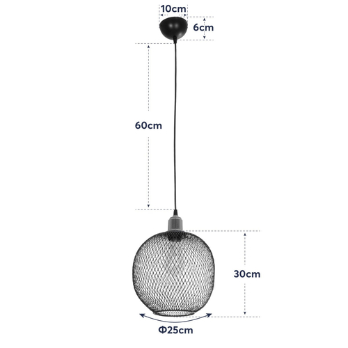 GLOBOSTAR® WIRE 203-0004 Μοντέρνο Κρεμαστό Φωτιστικό Οροφής με Ντουί 1 x E27 AC 220-240V IP20 - Μαύρο & Χάλκινο - Μ25 x Π25 x Υ30cm