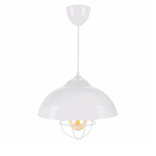 GLOBOSTAR® INDUSTRY 204-0111 Μοντέρνο Κρεμαστό Φωτιστικό Οροφής με Ντουί 1 x E27 AC 220-240V IP20 - Λευκό - Μ30 x Π30 x Υ25cm