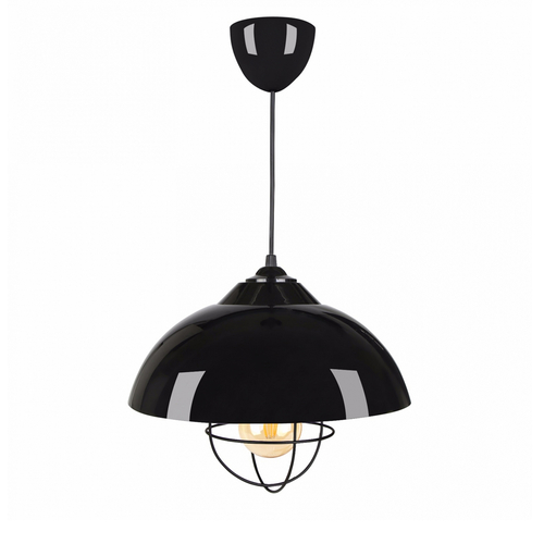 GLOBOSTAR® INDUSTRY 204-0110 Μοντέρνο Κρεμαστό Φωτιστικό Οροφής με Ντουί 1 x E27 AC 220-240V IP20 - Μαύρο - Μ30 x Π30 x Υ25cm