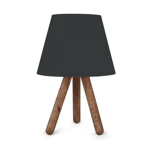 GloboStar® CAP 204-0068 Μοντέρνο Eπιτραπέζιο Φωτιστικό Πορτατίφ Μονόφωτο 1 x E27 IP20 Καφέ Ξύλο με Μαύρο Ύφασμα - Μ22 x Π22 x Υ33cm