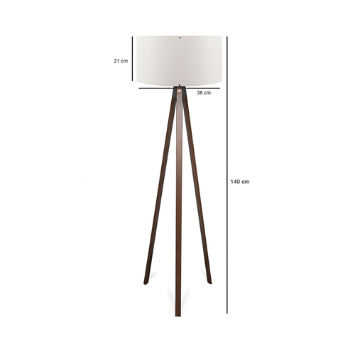 GloboStar® SAGA 204-0032 Μοντέρνο Eπιδαπέδιο Φωτιστικό Μονόφωτο 1 x E27 IP20 Καφέ Ξύλο με Λευκό Ύφασμα - Μ38 x Π38 x Υ140cm