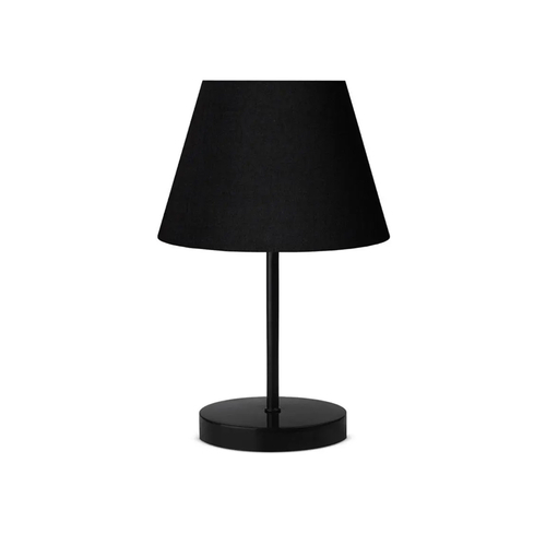 GloboStar® LARA 204-0074 Μοντέρνο Eπιτραπέζιο Φωτιστικό Πορτατίφ Μονόφωτο 1 x E27 IP20 Μαύρο Αλουμίνιο με Μαύρο Ύφασμα - Μ22 x Π22 x Υ36cm