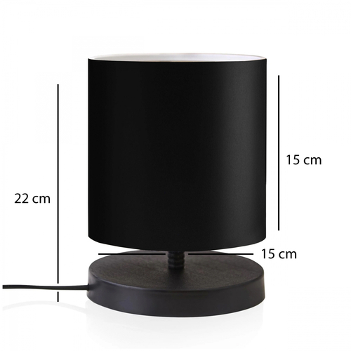 GloboStar® MINNIE 204-0063 Μοντέρνο Eπιτραπέζιο Φωτιστικό Πορτατίφ Μονόφωτο 1 x E27 IP20 Μαύρο Ξύλο με Μαύρο Ύφασμα - Μ15 x Π15 x Υ22cm