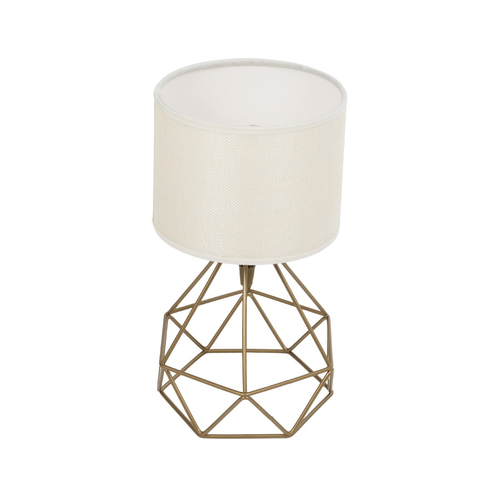 GloboStar® SHAPE 202-0058 Μοντέρνο Eπιτραπέζιο Φωτιστικό Πορτατίφ Μονόφωτο 1 x E27 IP20 Χρυσό Μέταλλο με Λευκό Ύφασμα - Μ16 x Π16 x Υ30cm