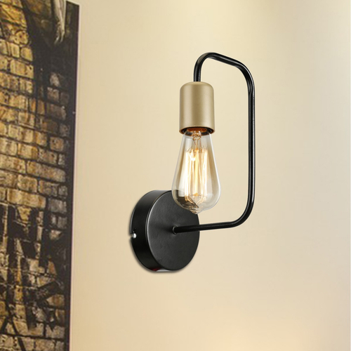 GLOBOSTAR® JUNO 203-0013 Μοντέρνο Φωτιστικό Τοίχου - Απλίκα με Ντουί 1 x E27 AC 220-240V IP20 - Μαύρο & Χρυσό - Μ18.5 x Π18.5 x Υ28cm