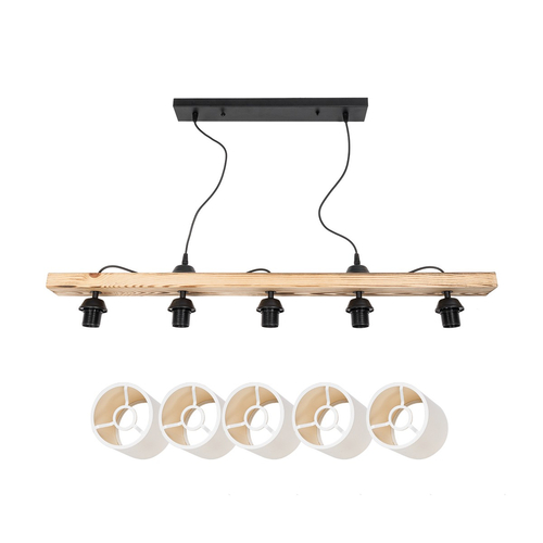 GLOBOSTAR® CUP 203-0054 Vintage Κρεμαστό Φωτιστικό Οροφής με Ντουί 5 x E27 AC 220-240V IP20 - Μπεζ & Λευκό - Μ100 x Π14 x Υ24cm