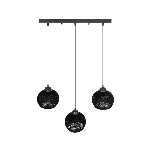 GLOBOSTAR® YASAM 203-0026 Vintage Κρεμαστό Φωτιστικό Οροφής με Ντουί 3 x E27 AC 220-240V IP20 - Μαύρο - Μ45 x Π18 x Υ30cm