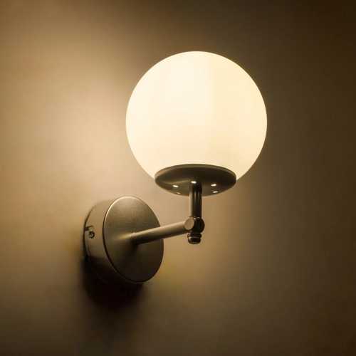 GLOBOSTAR® DALPH 203-0031 Vintage Φωτιστικό Τοίχου - Απλίκα με Ντουί 1 x E27 AC 220-240V IP20 - Ασημί & Λευκό - M18 x Π15 x Υ23cm