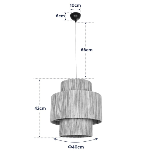 GLOBOSTAR® SALTO 203-0037 Boho Κρεμαστό Φωτιστικό Οροφής με Ντουί 1 x E27 AC 220-240V IP20 - Μπεζ - M40 x Π40 x Υ42cm