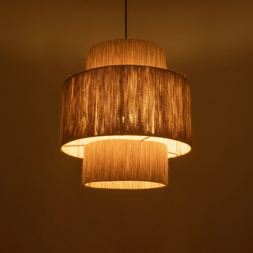 GLOBOSTAR® SALTO 203-0037 Boho Κρεμαστό Φωτιστικό Οροφής με Ντουί 1 x E27 AC 220-240V IP20 - Μπεζ - M40 x Π40 x Υ42cm