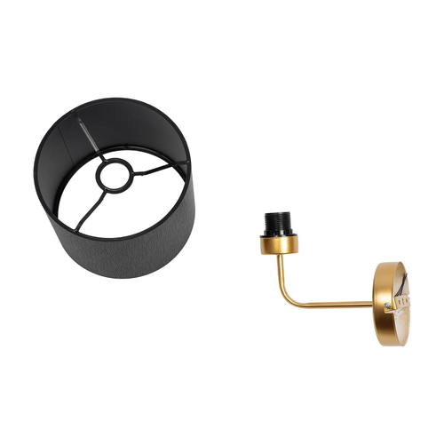 GLOBOSTAR® RALPH 203-0040 Vintage Φωτιστικό Τοίχου - Απλίκα με Ντουί 1 x E27 AC 220-240V IP20 - Χρυσό & Μαύρο - Μ22 x Π29 x Υ30cm
