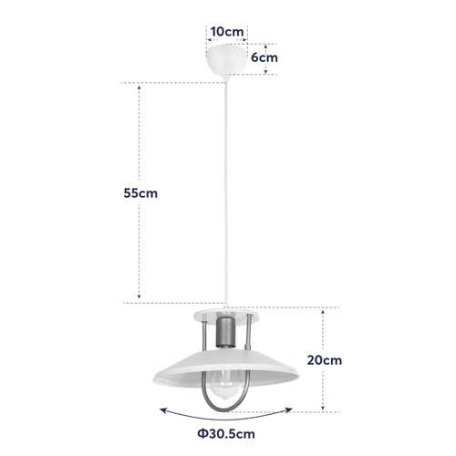 GLOBOSTAR® BILLA 203-0041 Vintage Κρεμαστό Φωτιστικό Οροφής με Ντουί 1 x E27 AC 220-240V IP20 - Λευκό & Χρυσό - M30.5 x Π30.5 x Υ20cm