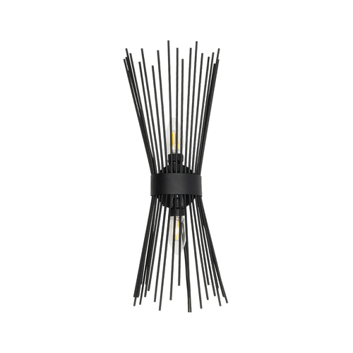 GLOBOSTAR® HORN 203-0043 Vintage Φωτιστικό Τοίχου - Απλίκα με Ντουί 2 x E14 AC 220-240V IP20 - Μαύρο - Μ14 x Π17 x Υ44.5cm