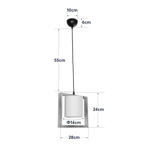 GLOBOSTAR® CUP 203-0050 Vintage Κρεμαστό Φωτιστικό Οροφής με Ντουί 1 x E27 AC 220-240V IP20 - Μπεζ & Λευκό - Μ28 x Π14 x Υ24cm